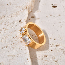 Load image into Gallery viewer, Zirconium-encrusted stainless steel ring