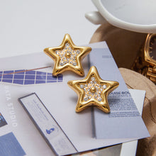 Load image into Gallery viewer, Stainless steel star-studded rhinestone earrings