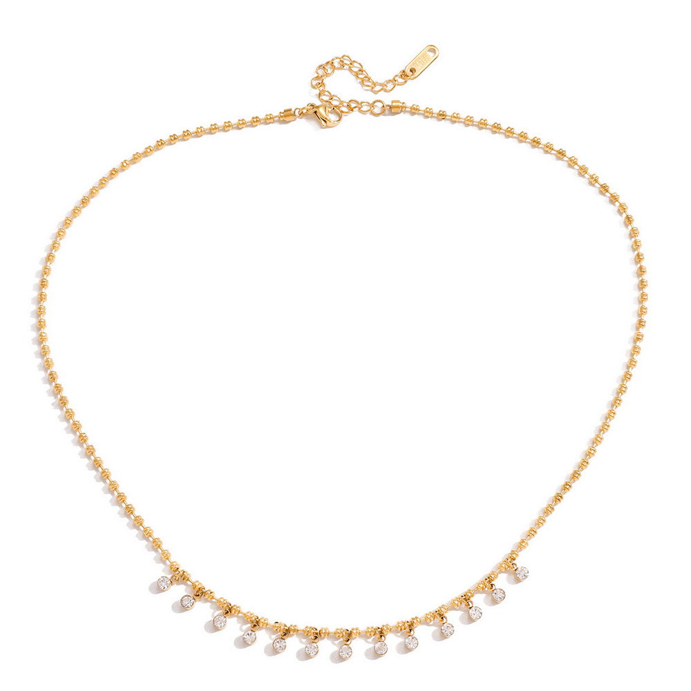 Stainless steel white zircon pendant necklace