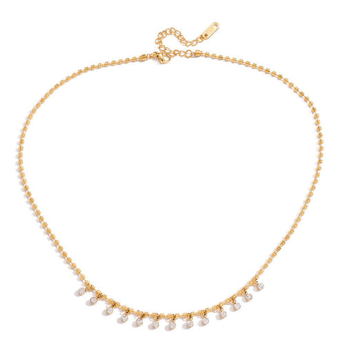 Stainless steel white zircon pendant necklace