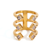 Stainless steel ring with zirconium wide edge