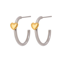 Load image into Gallery viewer, Stainless steel gold and silver color-matched simple heart-shaped earrings