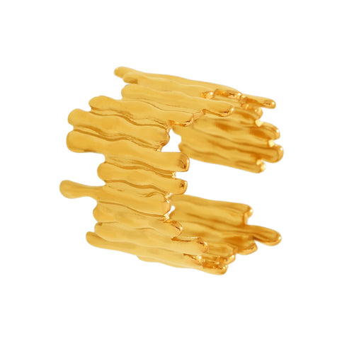 A golden stainless steel cold style irregularly opened ring