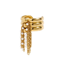 Load image into Gallery viewer, A golden stainless steel tassel open ring