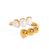 Stainless steel freshwater pearl ring