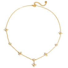 Load image into Gallery viewer, 18K stainless steel white zircon four-leaf clover necklace