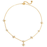 18K stainless steel white zircon four-leaf clover necklace