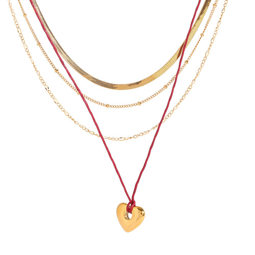 Stainless steel multi-layer heart-shaped necklace