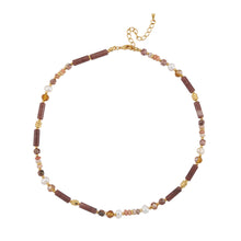 Load image into Gallery viewer, Colored natural stone crystal freshwater pearl handcrafted beaded necklace