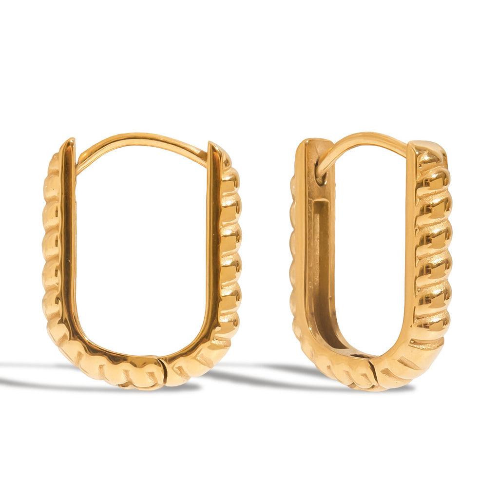 Golden stainless steel U-shaped earrings