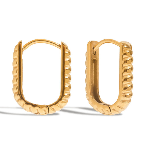 Golden stainless steel U-shaped earrings
