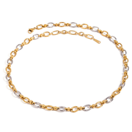 18K gold and silver dual-color stainless steel necklace