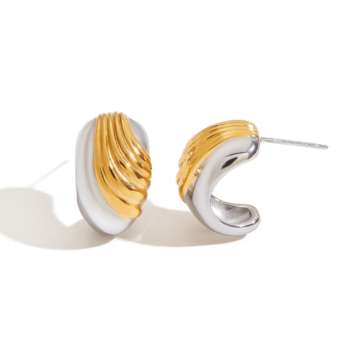 18K stainless steel C-shaped stud earrings