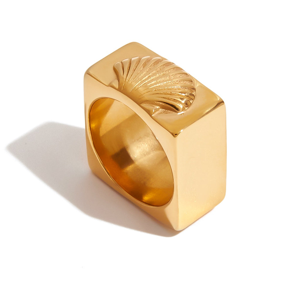 18K gold vintage stainless steel ring