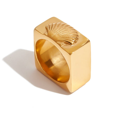 18K gold vintage stainless steel ring