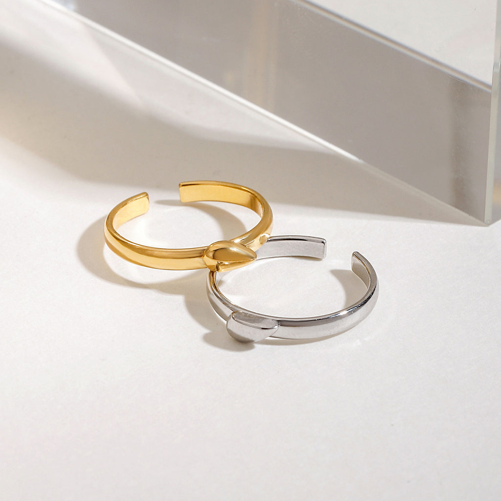 Stainless steel gold and silver color-matched heart-shaped opening ring