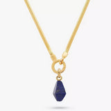 18K gold stainless steel natural stone lapis lazuli pendant necklace