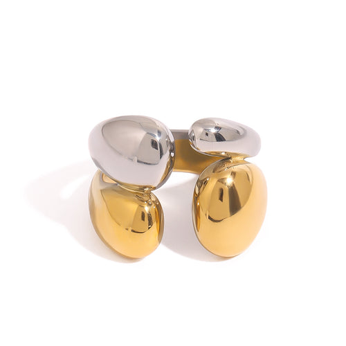 Stainless steel two-color ring