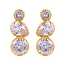 Load image into Gallery viewer, Stainless steel 18K gold drop earrings set with zirconium