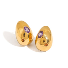 Load image into Gallery viewer, Stainless steel bean ear studs with zirconium inlaid