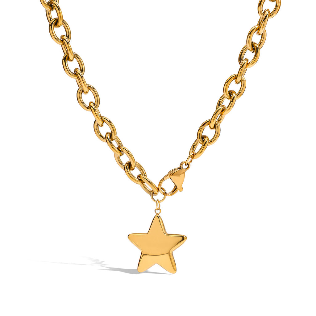 Five-pointed star stainless steel pendant necklace