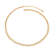 Load image into Gallery viewer, 18K stainless steel zircon chain necklace