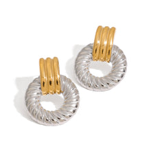 Load image into Gallery viewer, Stainless steel two-color earrings