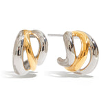Stainless steel gold and silver color-matched C-shaped earrings