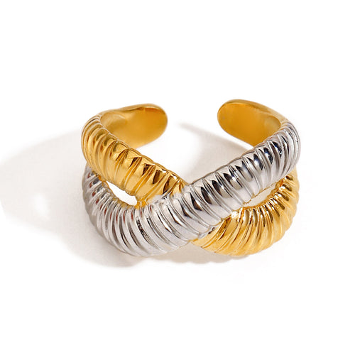 18K gold stainless steel cross-threaded opening color-matching ring