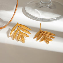 Load image into Gallery viewer, 18K gold stainless steel glossy leaf earrings