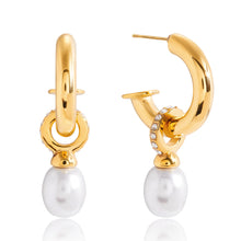 Load image into Gallery viewer, Stainless steel pearl pendant earrings