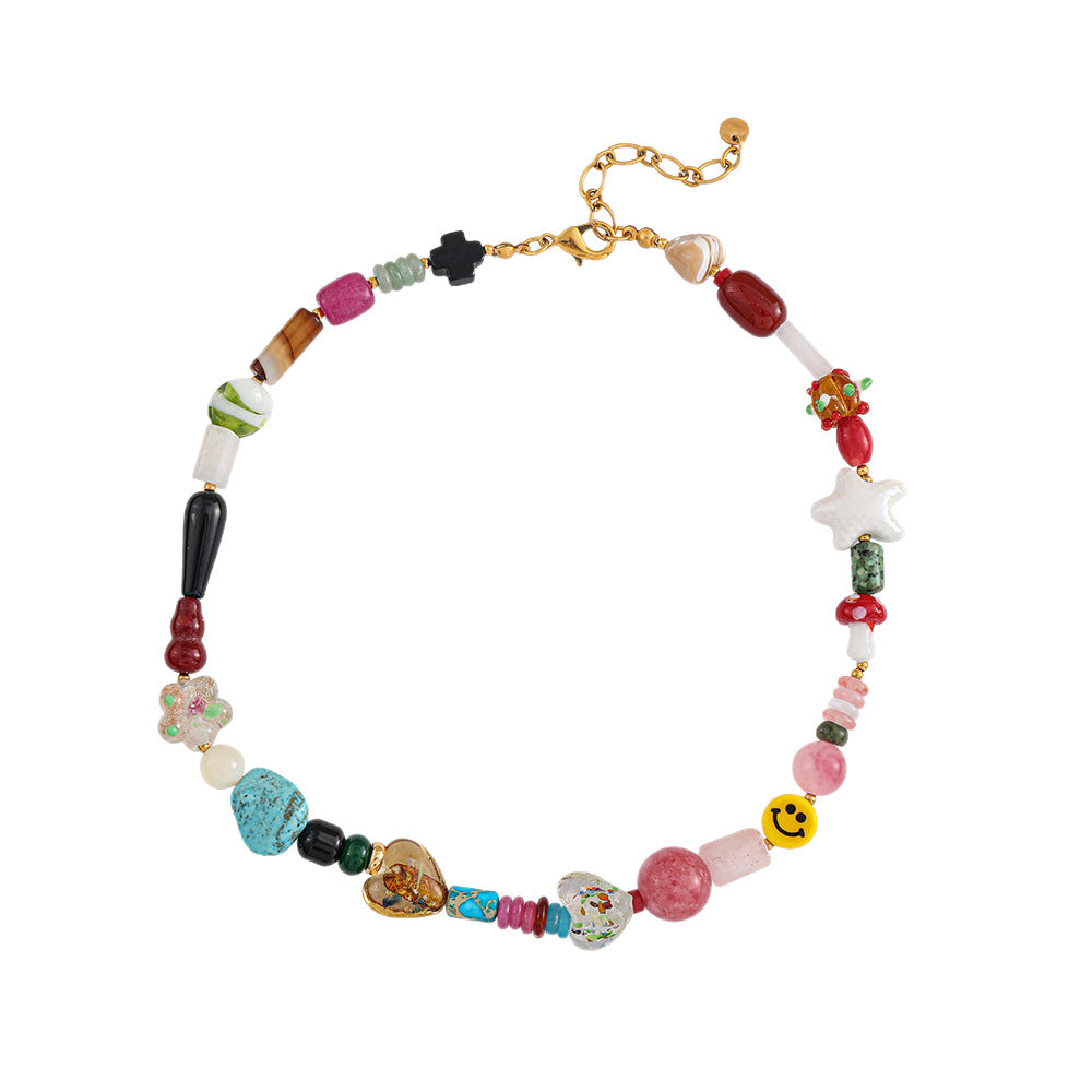 Rainbow glass handcrafted beaded necklace