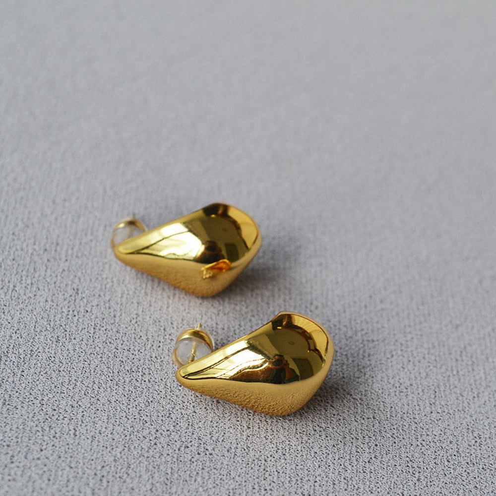 Brass gold-plated 925 silver needle irregular teardrop earrings