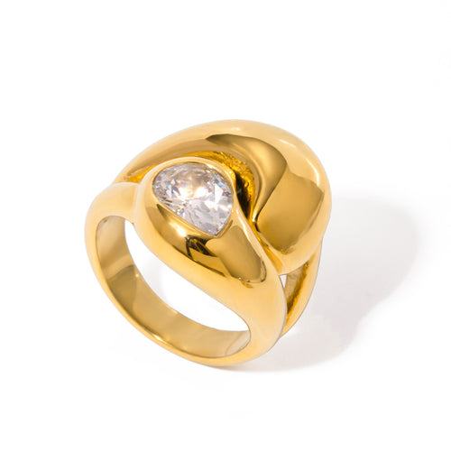 Stainless steel zirconium-encrusted ring