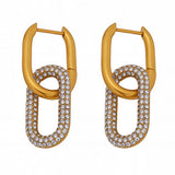 Stainless steel full-diamond oval pendant ear buckle