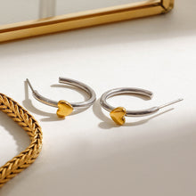 Load image into Gallery viewer, Stainless steel gold and silver color-matched simple heart-shaped earrings