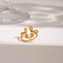 Load image into Gallery viewer, 18K gold stainless steel asymmetrical flower-opening ring