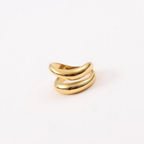 18K gold stainless steel double-layer arc-shaped special-shaped ring