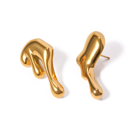 Golden stainless steel lava earrings