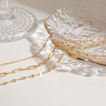 Load image into Gallery viewer, 18K gold stainless steel paperclip chain three-layer foot chain
