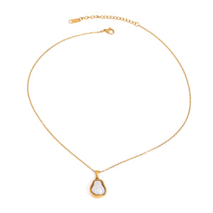 Imitation Baroque pearl pendant stainless steel necklace