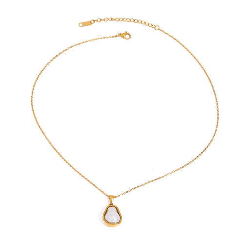Imitation Baroque pearl pendant stainless steel necklace