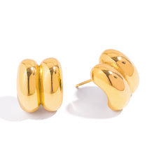 Load image into Gallery viewer, 18K gold stainless steel bean ear studs