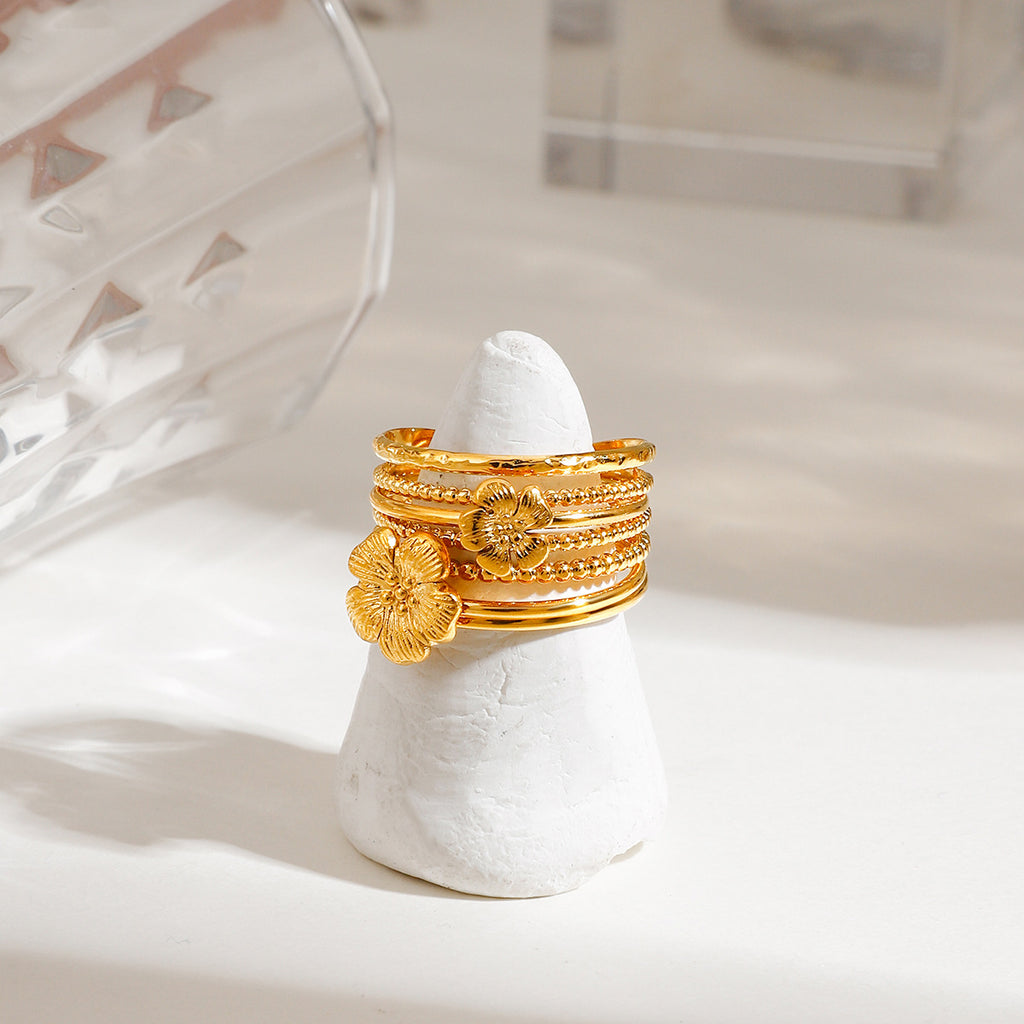 Stainless steel flower ring stacking set