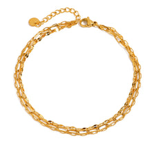 Load image into Gallery viewer, 18K gold stainless steel paperclip chain three-layer foot chain