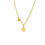 Stainless steel English square sign round ball pendant necklace collarbone chain