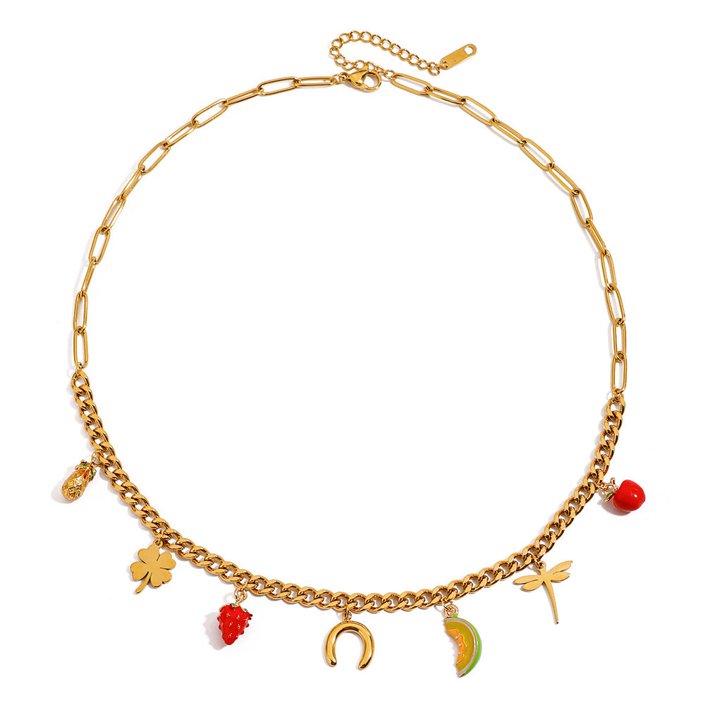 Sweet fruit pendant stainless steel necklace