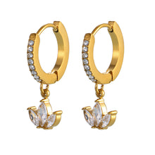 Load image into Gallery viewer, Stainless steel slightly set clover zircon earrings