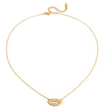 Stainless steel electroplated 18K gold white diamond lip pendant necklace