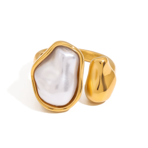 Stainless steel special-shaped pearl ring